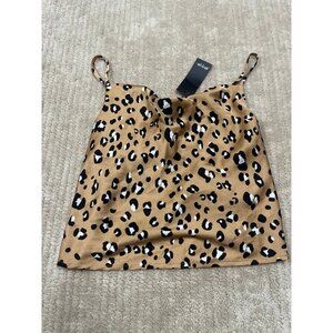 Nasty Gal Gold Animal Print Satin Effect Tank Blouse Size US4